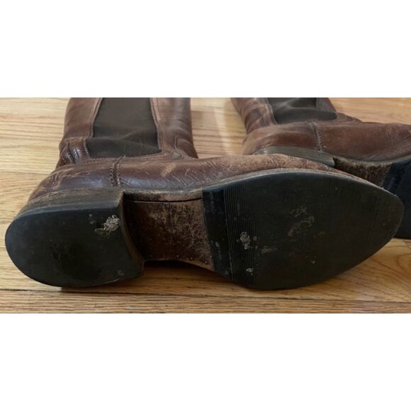 Frye Lindsay Gore Tall Fawn Brown Leather Boots - Picture 3 of 6